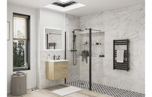 Flecx Optional 1950x300x8mm Rotatable Wetroom Panel (Full Hinge) - Matt Black